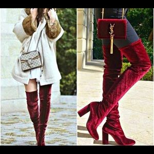Zara thigh high burgundy boots